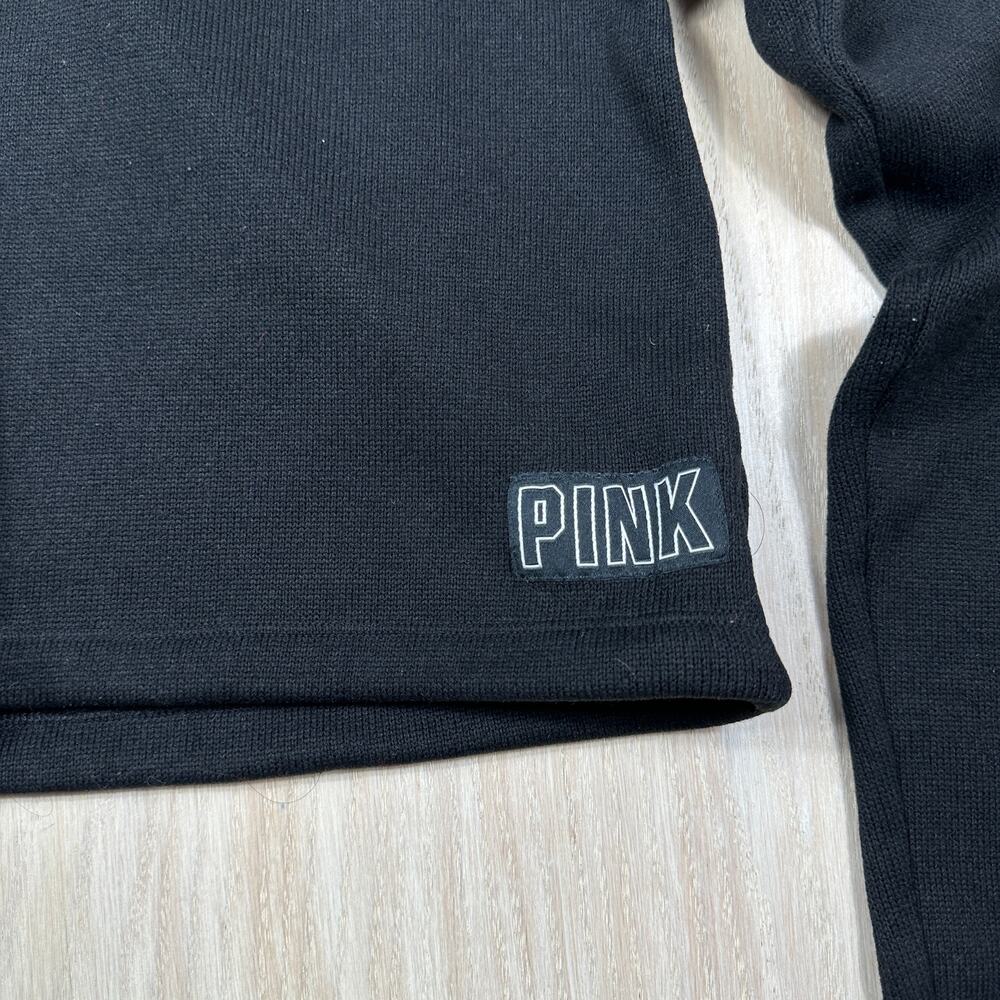 PINK Victoria's Secret Black Pullover Crop Hoodie Y2K Casual Rainbow Logo Small - Picture 6 of 11